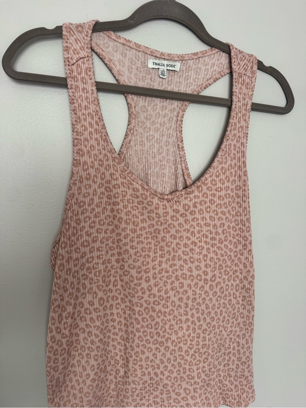 Thalia Sodi Blush Leopard Racerback Tank